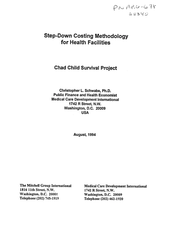 Step - down costing methodology for health facilities