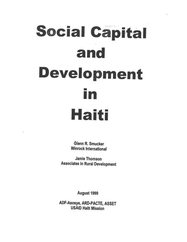 Social capital and development in Haiti