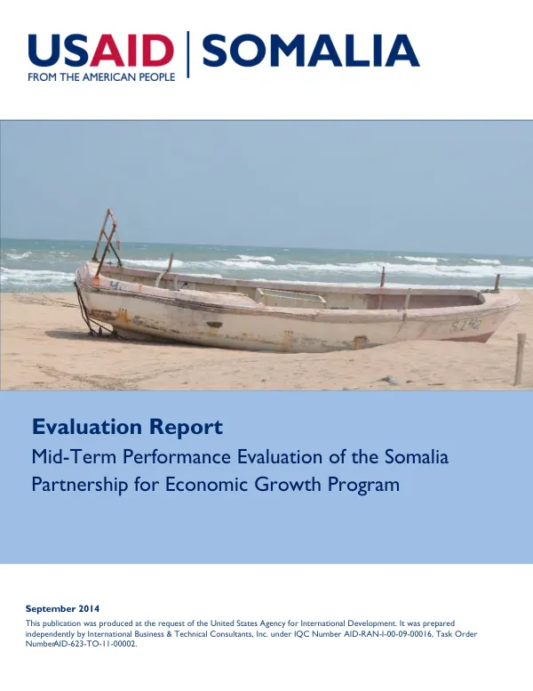 Mid-term performance evaluation of the Somalia partnership for economic growth program : mid-term evaluation report