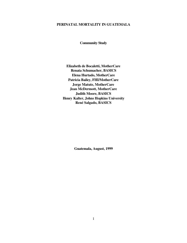 Perinatal mortality in Guatemala : community study