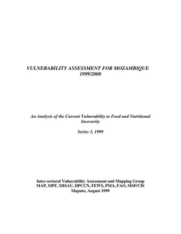 Vulnerability assessment for Mozambique 1999/2000 : an analysis of the current vulnerability to food and nutritional insecurity