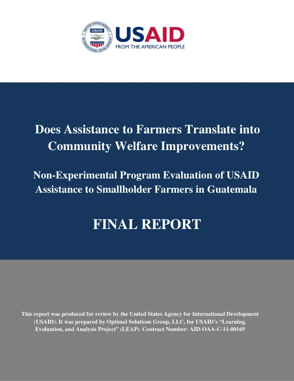 A non-experimental program evaluation of USAID assistance to smallholder farmers in Guatemala : final report