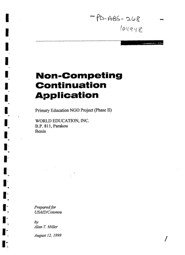 Non-competing continuation application : primary education NGO project (phase II)