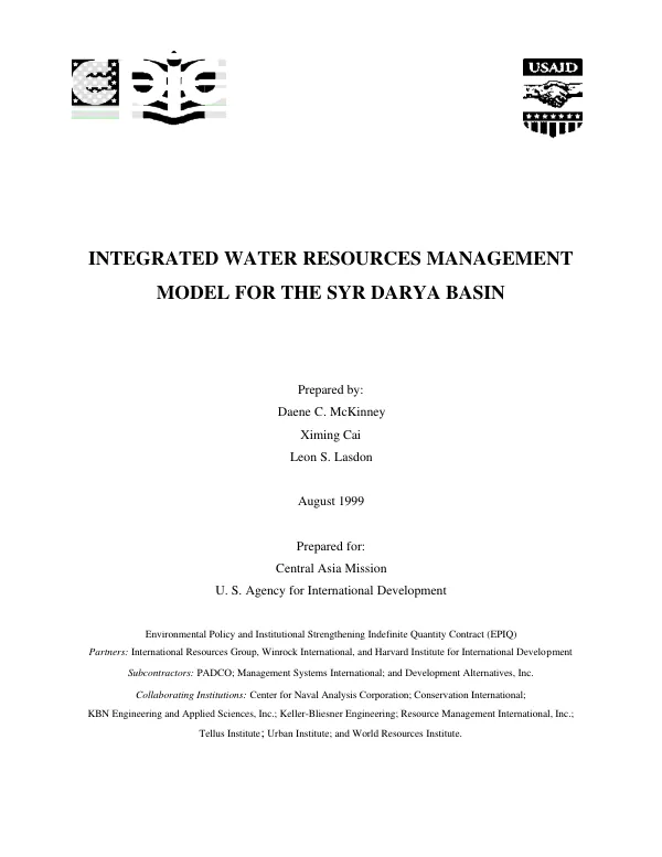 Integrated water resources management model for the Syr Darya basin