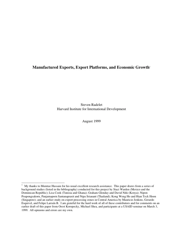 Manufactured exports, export platforms, and economic growth