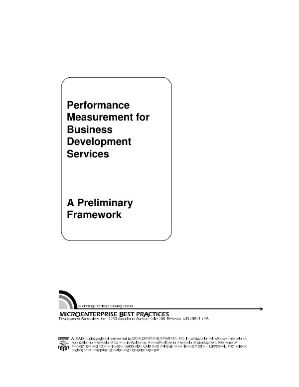 Performance measurement for business development services : a preliminary framework