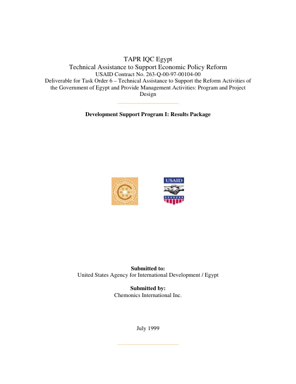 Development support program [DSP] I : results package
