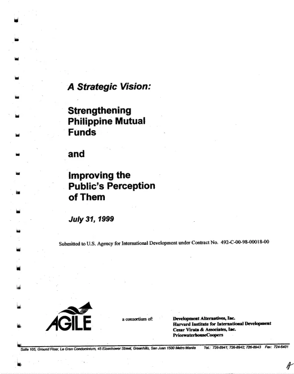A strategic vision : strengthening Philippine mutual funds and improving the public"s perception of them