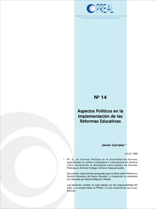Aspectos politicos en la implementacion de las reformas educativas