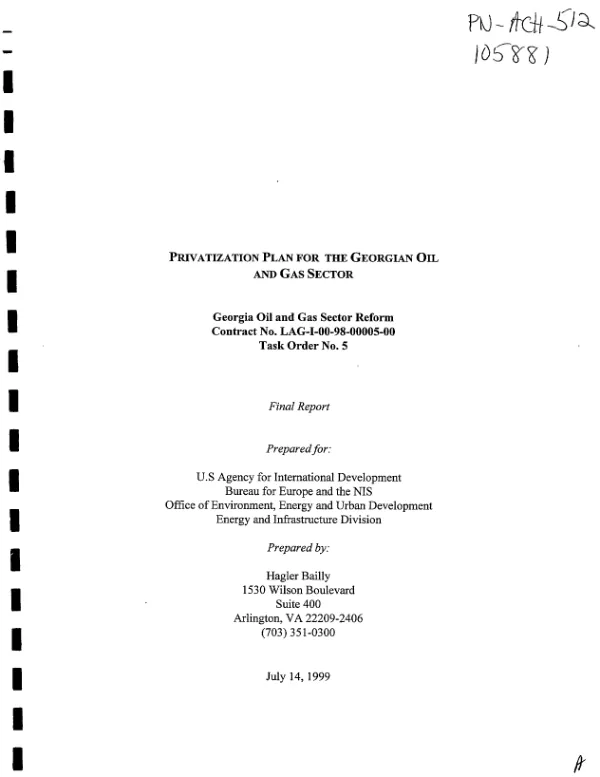 Privatization plan for the Georgian oil and gas sector : final report