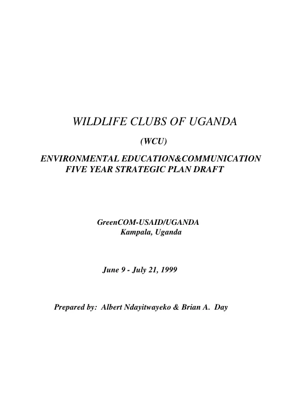 Environmental education & communication five year strategic plan : draft