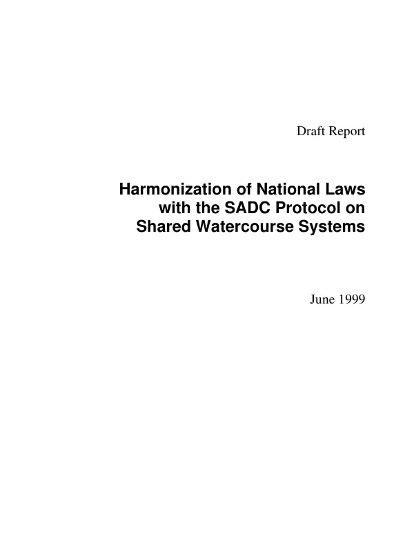 Harmonization of national laws with the SADC Protocol on Shared Watercourse Systems