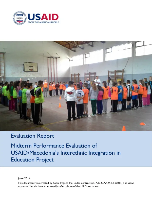 Midterm performance evaluation of USAID/Macedonia's interethnic integration in education project
