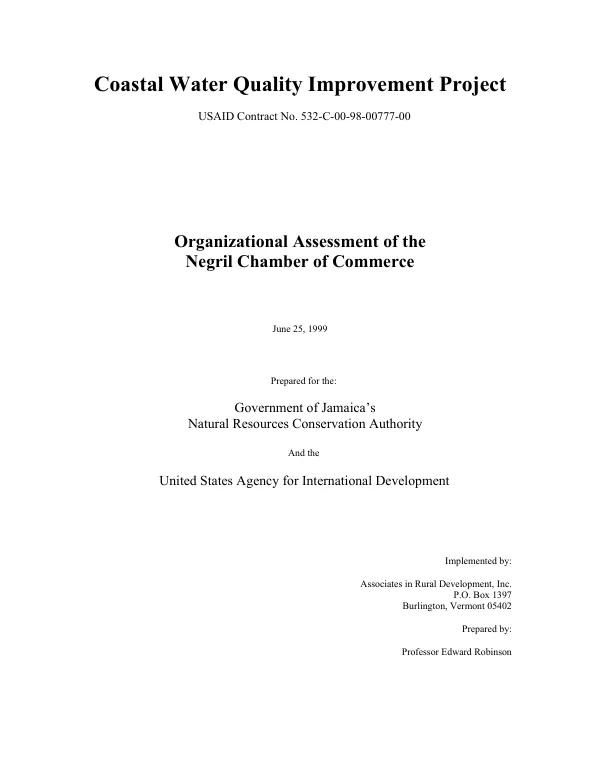 Organizational assessment of the Negril Chamber of Commerce [NCC]
