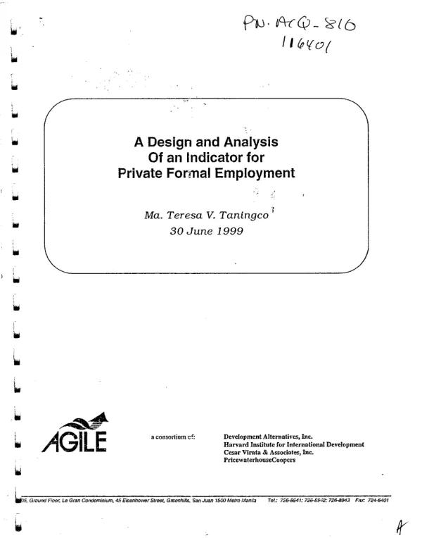 Design and analysis of an indicator for private formal employment