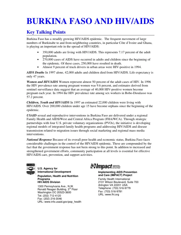 Burkina Faso and HIV/AIDS