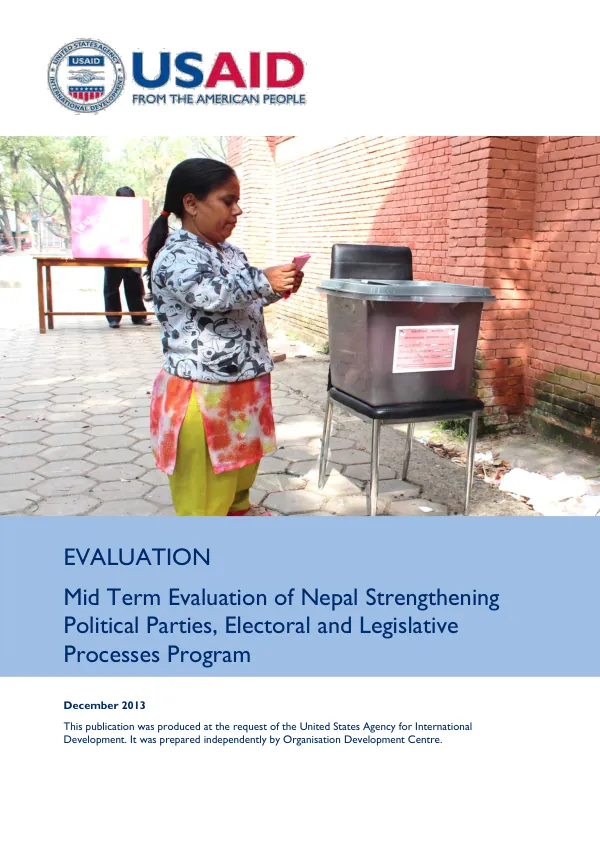 Mid term evaluation of Nepal strengthening political parties, electoral and legislative processes