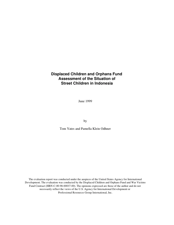 Displaced Children and Orphans Fund assessment of the situation of street children in Indonesia