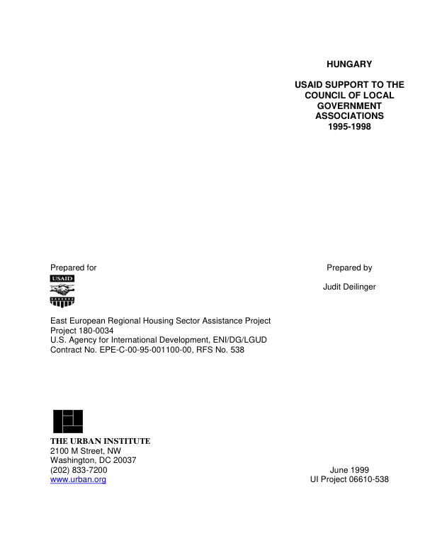 Hungary : USAID support to the council of local government associations, 1995-1998