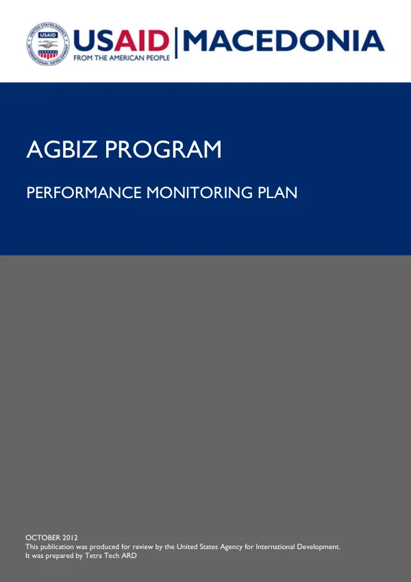 AgBiz Program Performance Monitoring Plan