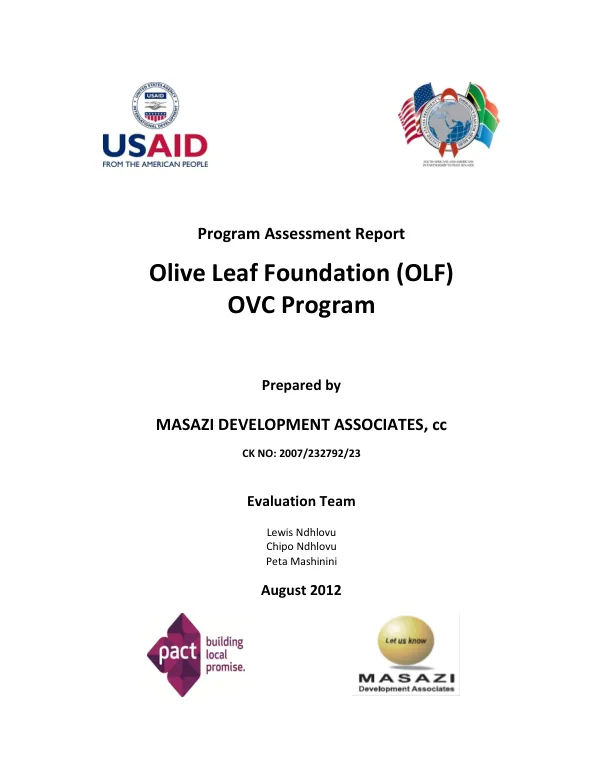 Olive Leaf Foundation (OLF) OVC Program Program Assessment Report