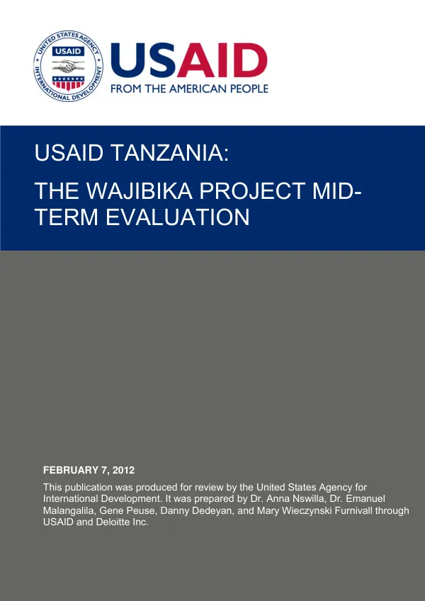 USAID Tanzania : the Wajibika project mid-term evaluation