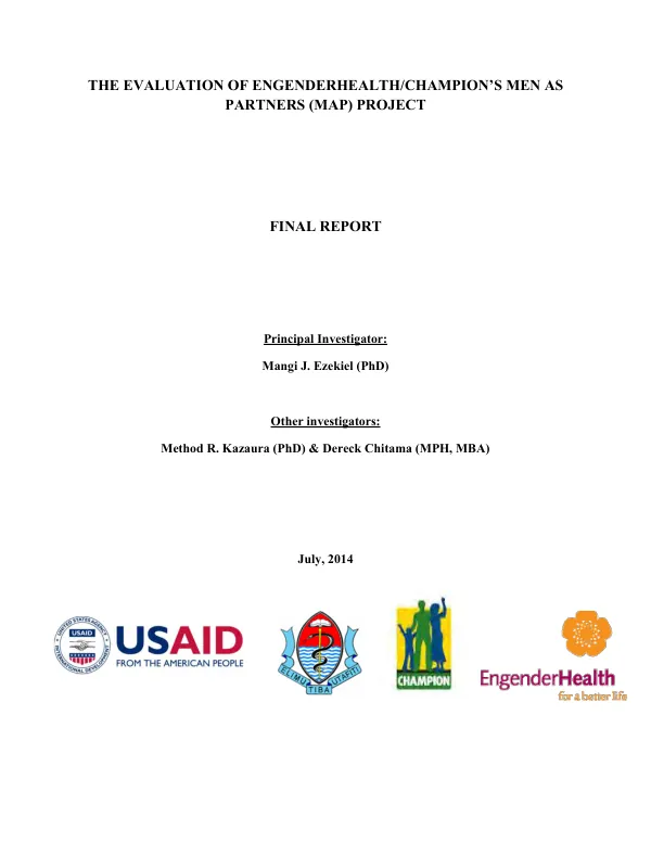 The evaluation of EngenderHealth/CHAMPION's men as partners (MAP) project : final report