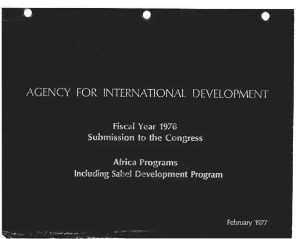 Fiscal year 1978 submission to the Congress : Africa programs including Sahel development programs
