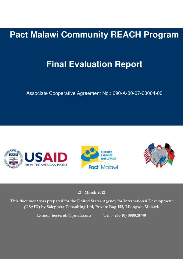 Pact Malawi community REACH program : final evaluation report