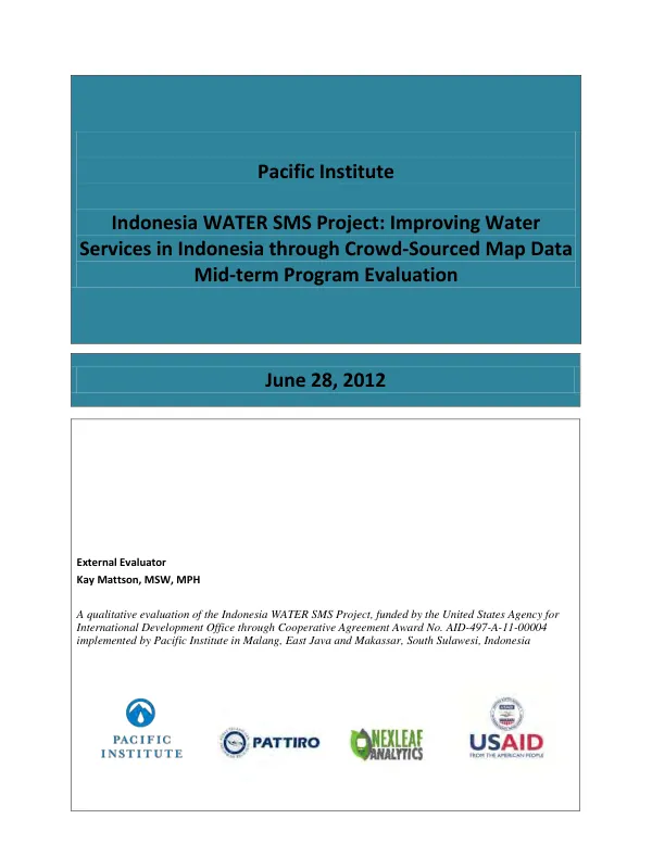 Indonesia WATER SMS project : improving water services in Indonesia through crowd-sourced map data : mid-term program evaluation