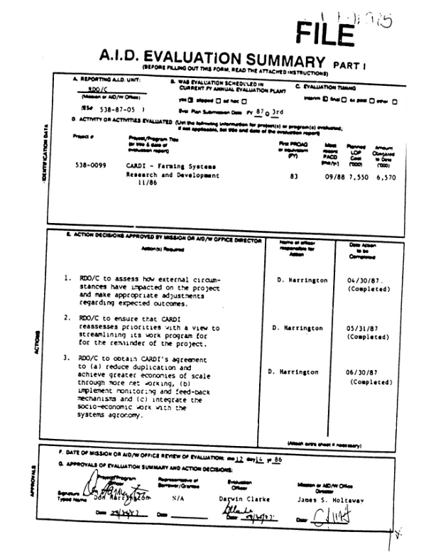 CARDI - farming systems research and development (11/86)
