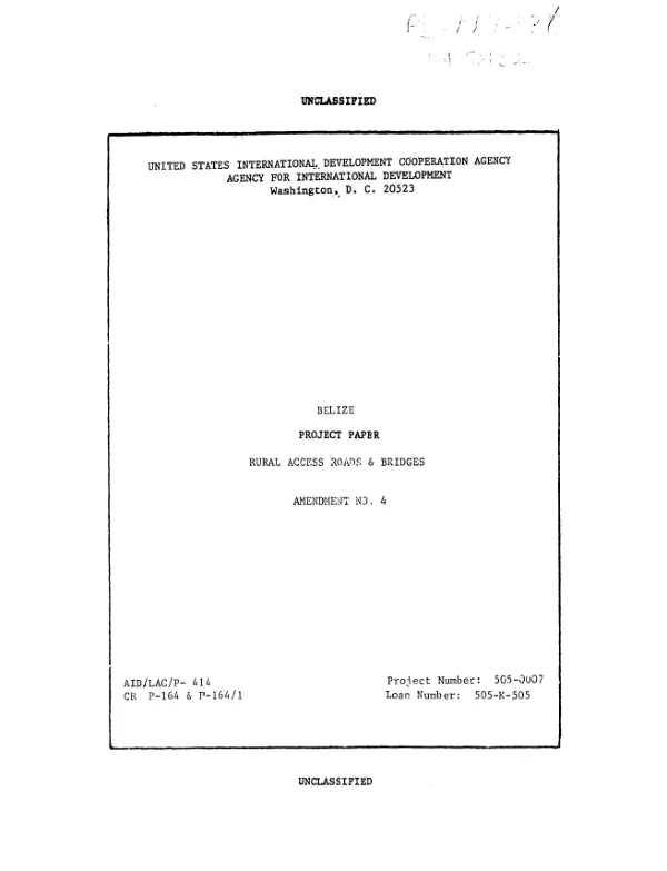 Rural access roads and bridges : amendment no. 4