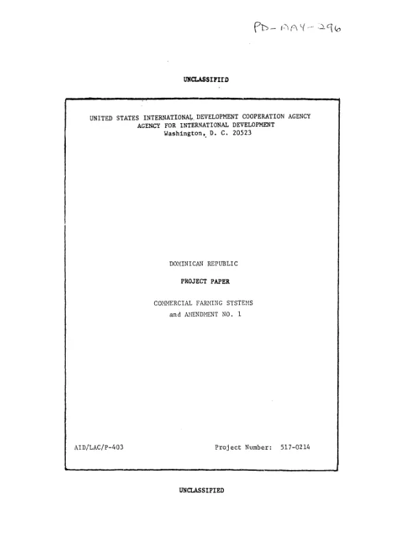 Commercial farming systems : amendment no. 1