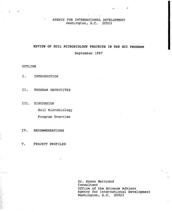 Review of soil microbiology projects in the SCI program