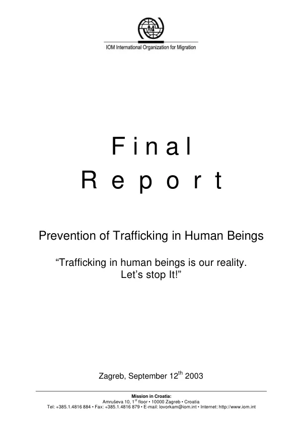 Final report : prevention of trafficking in human beings