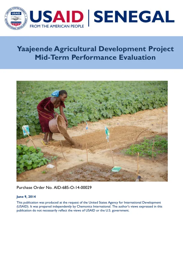 Yaajeende agricultural development project mid-term performance evaluation