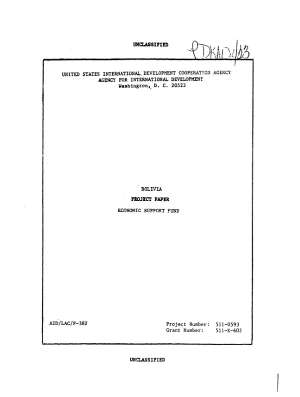 Bolivia : economic support fund