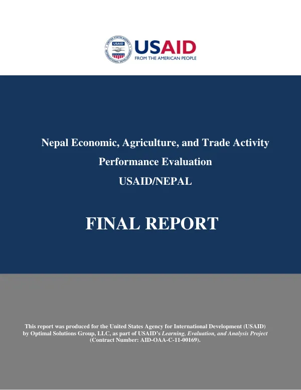 Nepal economic, agriculture, and trade (NEAT) activity performance evaluation : final report