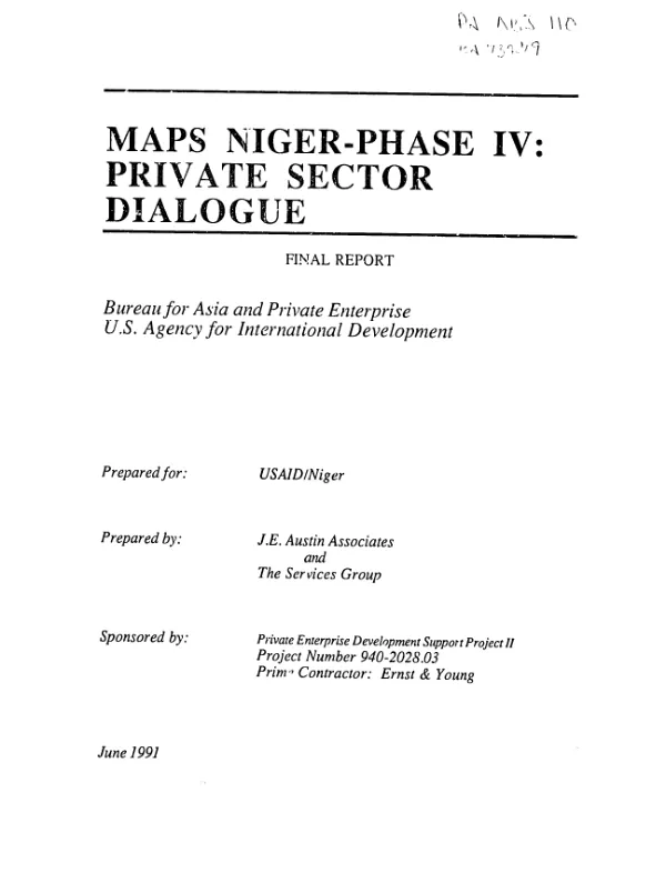 MAPS Niger - phase IV : private sector dialogue