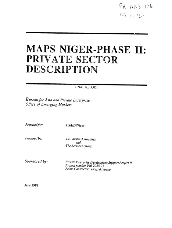 MAPS Niger - phase II : private sector description