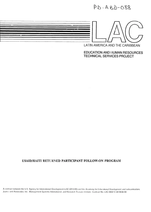 USAID/Haiti returned participant follow-on program