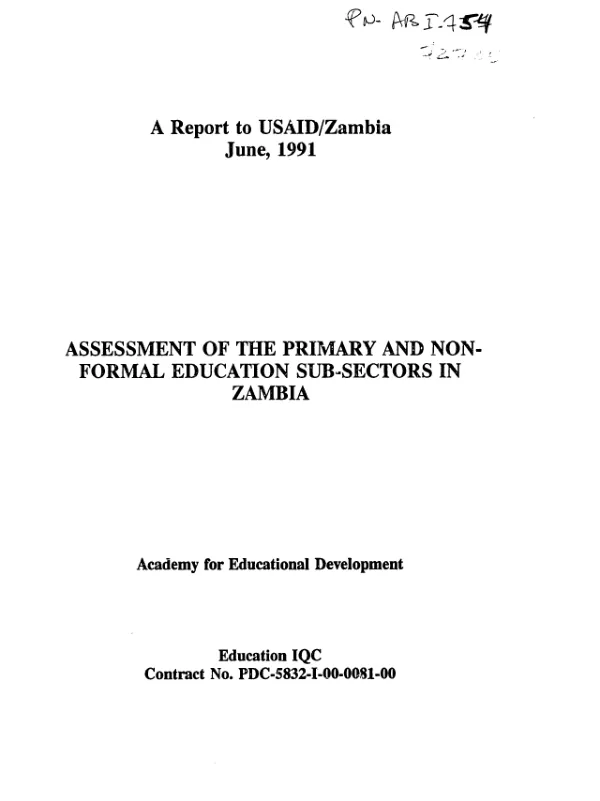 Assessment of the primary and non-formal education sub-sectors in Zambia