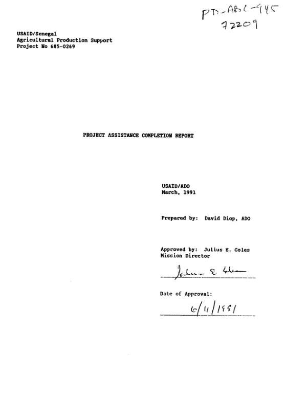 Project assistance completion report : agricultural production support project