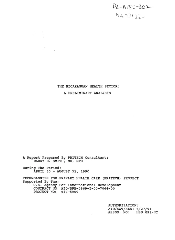 Nicaraguan health sector : a preliminary analysis
