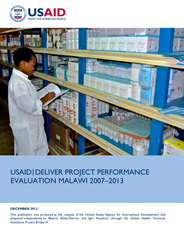 USAID | DELIVER project performance evaluation Malawi 2007-2013