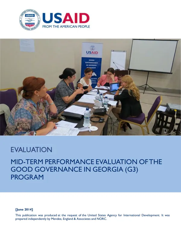 Mid-term performance evaluation of USAID/Georgia good governance in Georgia (G3) project : final report