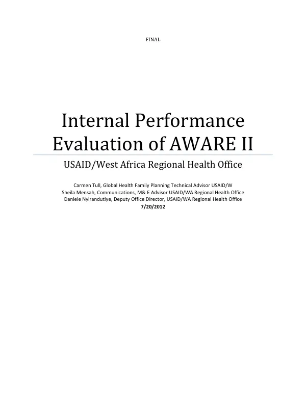 Internal performance evaluation of AWARE II