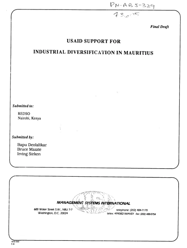 USAID support for industrial diversification in Mauritius