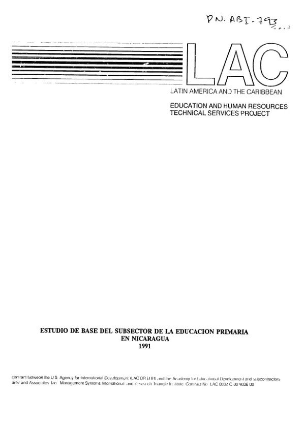 Estudio de base del subsector de la educacion primaria en Nicaragua
