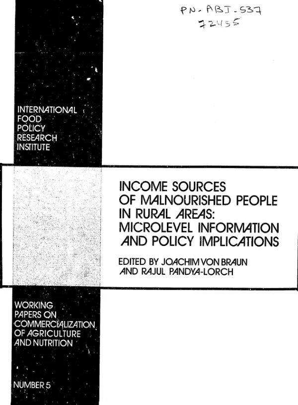 Income sources of malnourished people in rural areas : microlevel information and policy implications